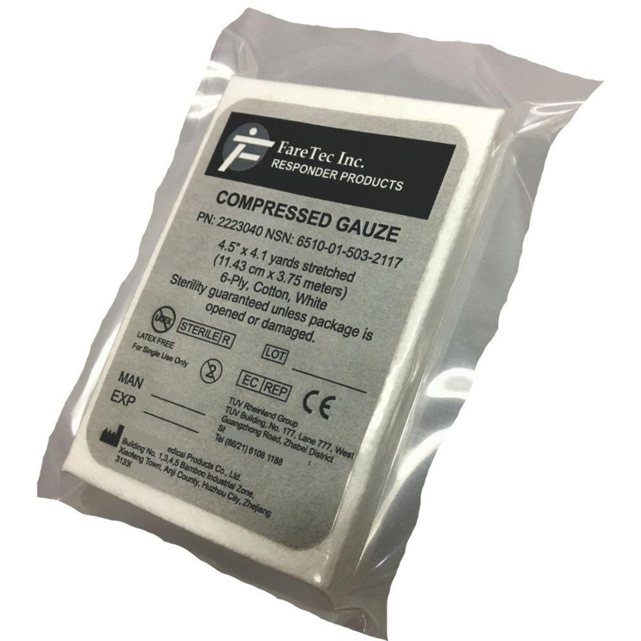 FDR6165 Responder Compressed Gauze 4.5Inchx4.1yds  (11.42cmx3.75m) Vacuum Packed