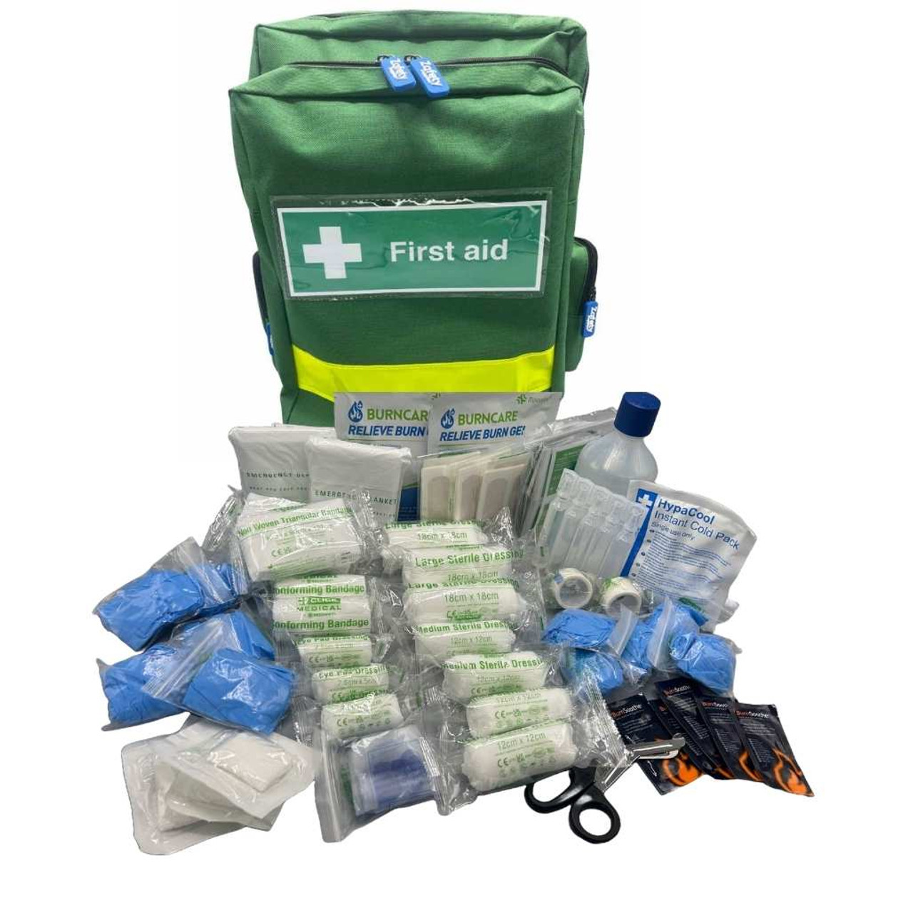FAK2031 First Aid Kit for First Aiders in Rucksack with Comprehensive Content  Zafety Cotent displayed to front