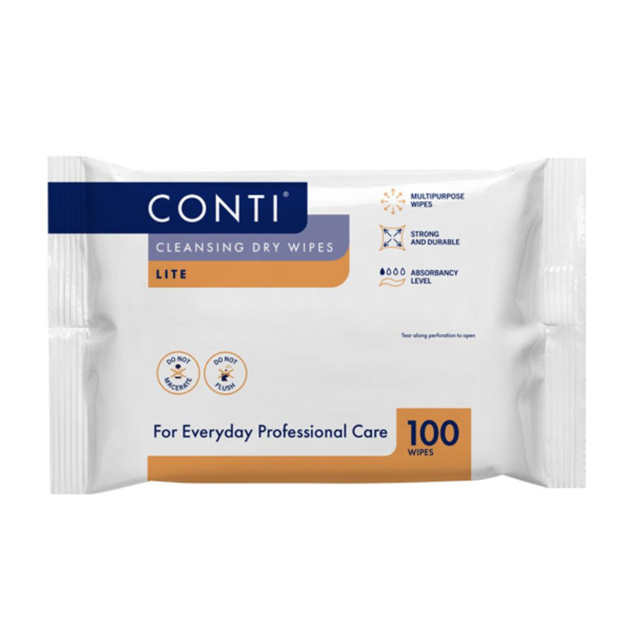 FBF1050P Conti Lite Small  Dry Patient Cleansing Wipes Pack of 100 24x18cm   CLW010