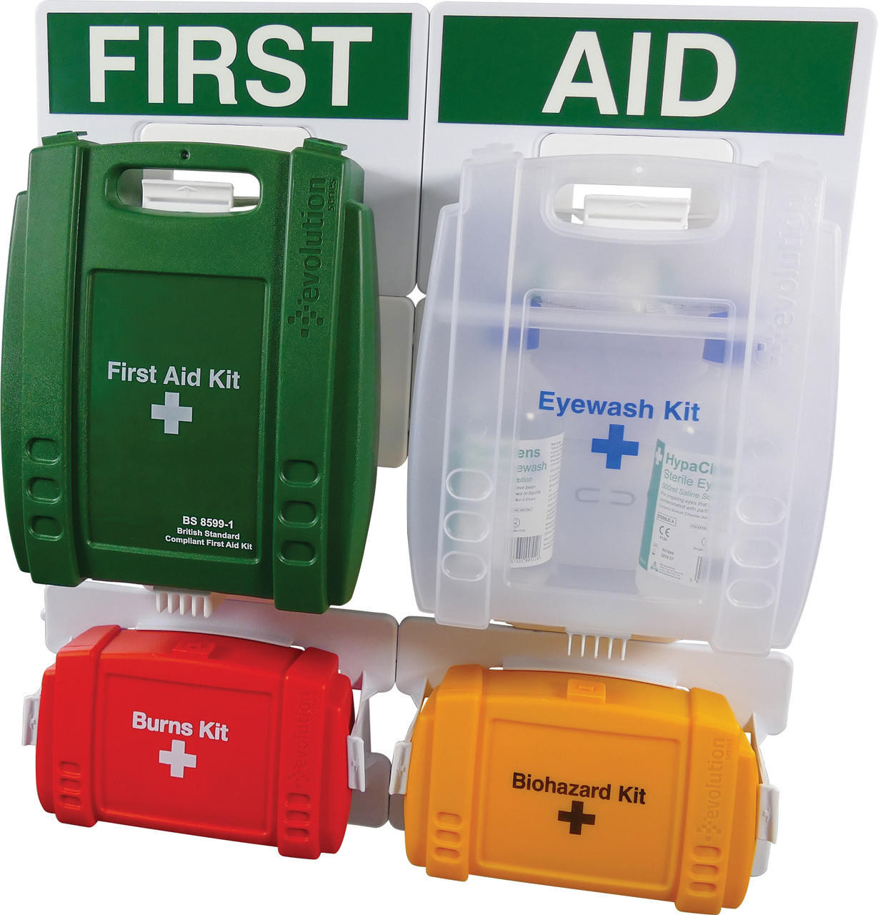 Zafety First Aid Station Complete with First Aid Eyewash Burns and Body Fluid Kit Medium