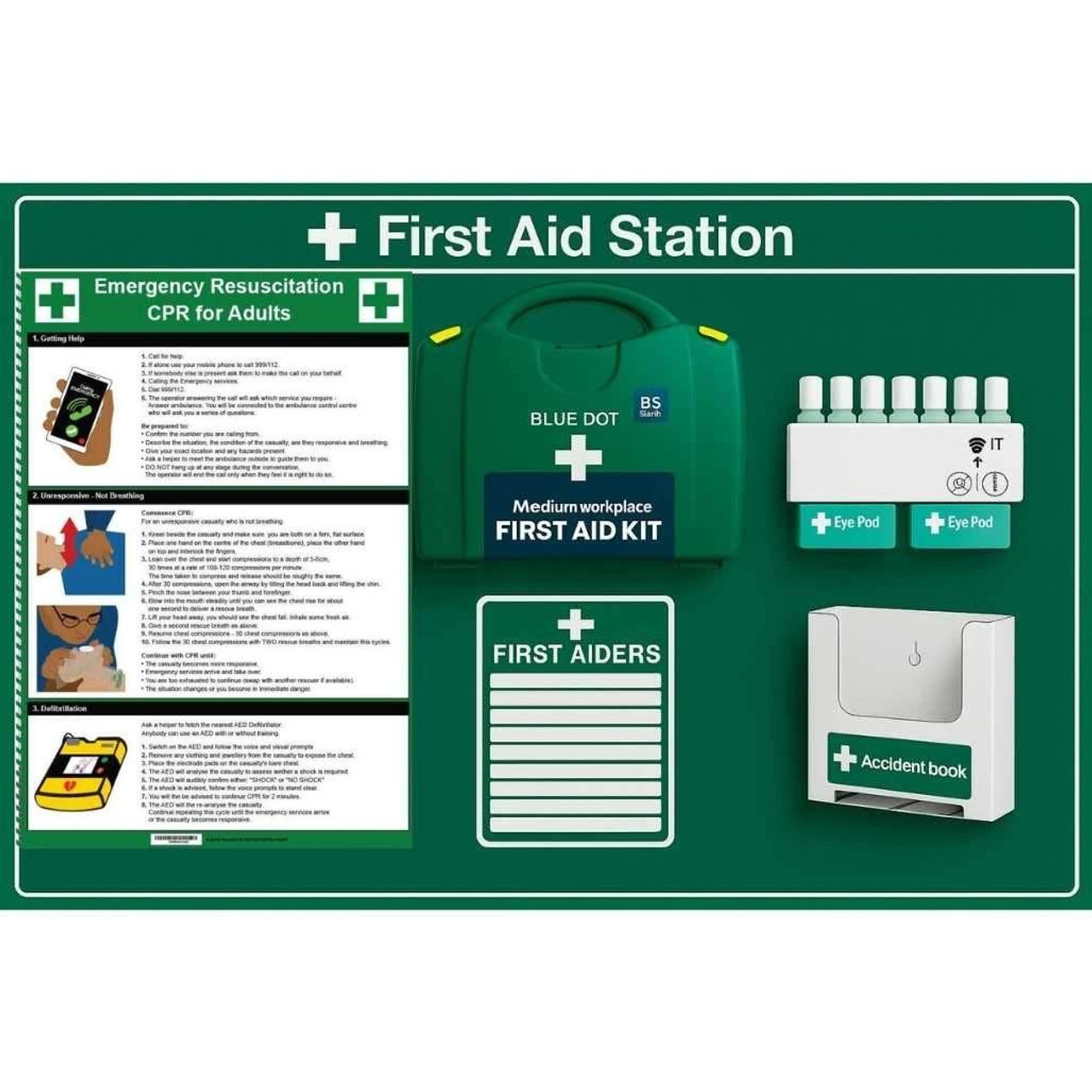 FAK2026 First Aid Station Low Risk 1 to 100 People BS8599 Medium CPR  Zafety Supplies FAK2026