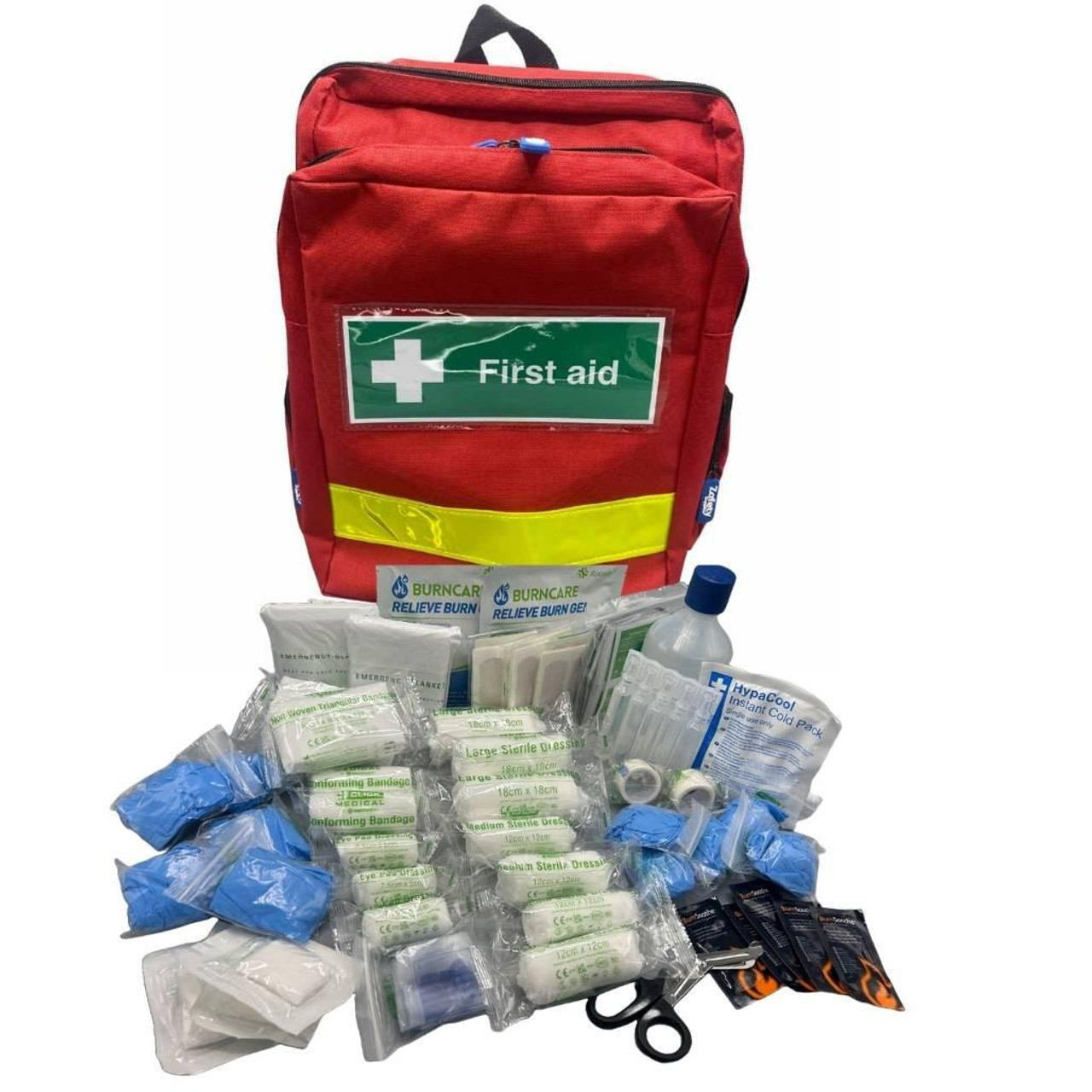 FAK2031RED First Aid Kit for First Aiders in RED Rucksack with Comprehensive Content  Zafety Supplies FAK2031RED