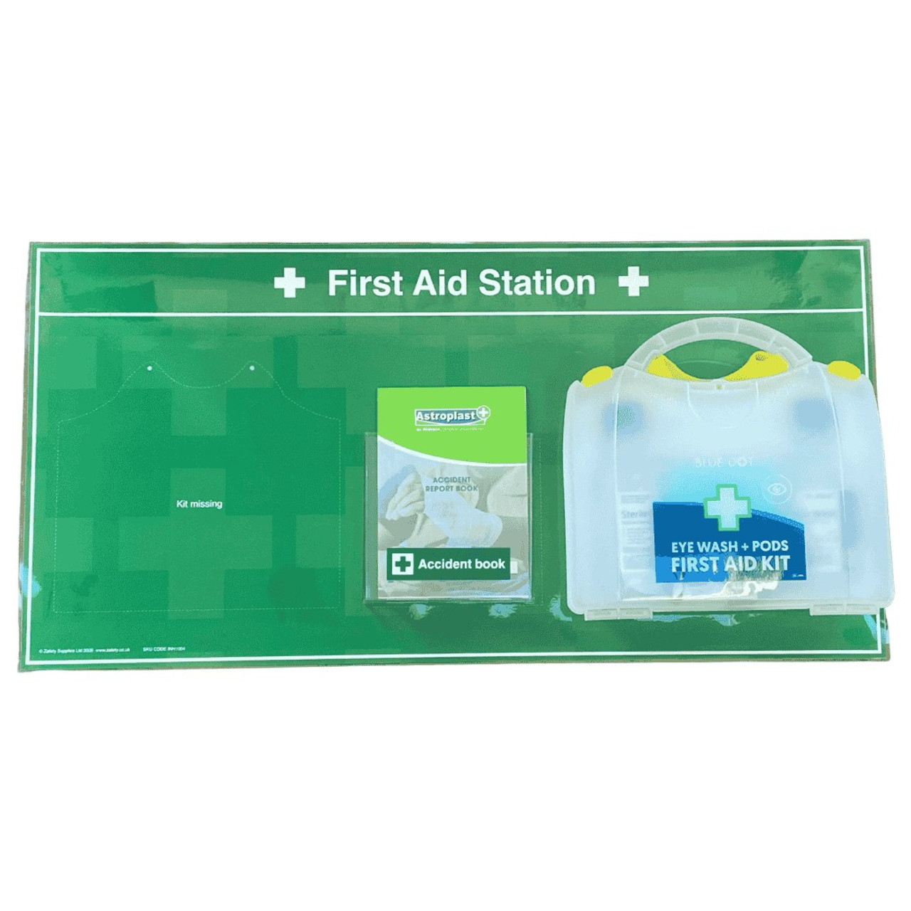 FAK4100 First aid and Eye Wash Station 1 to 20 People HSE with Accident Book Holder  Showing kit missing