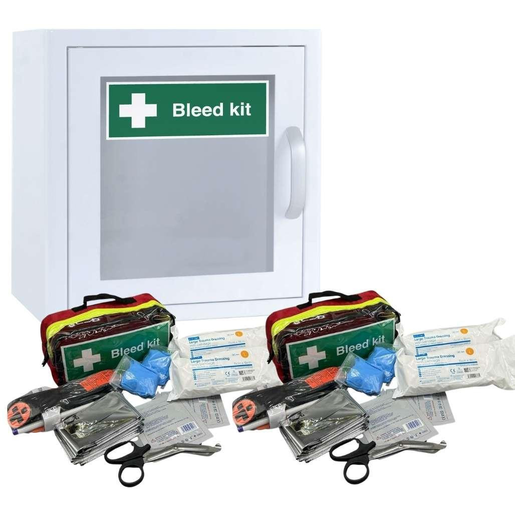 FAQ7100P Bleed Kit Cabinet Indoor Unlocked with Alarm White  Zafety Supplies 