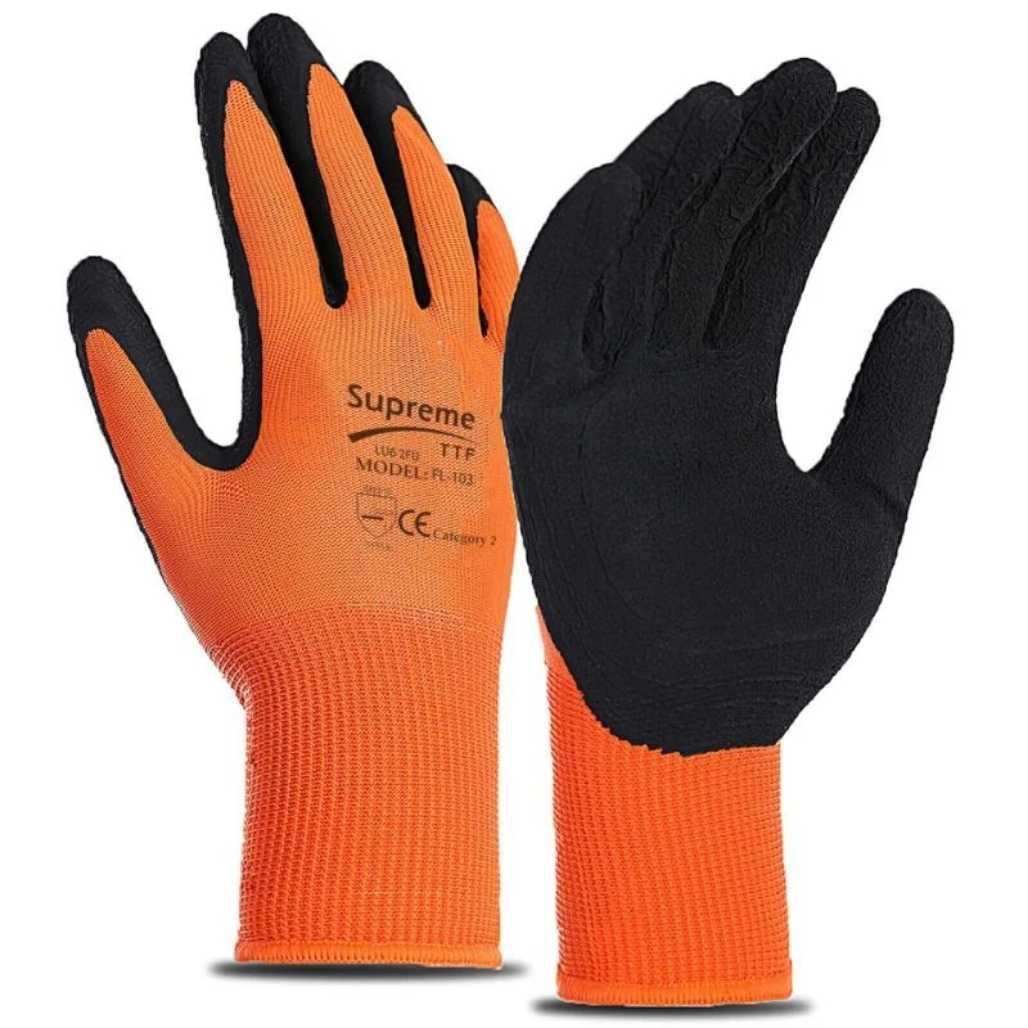 GLG1065 Latex Foam Palm Work Gloves Black Orange  Supreme TTF FL-103