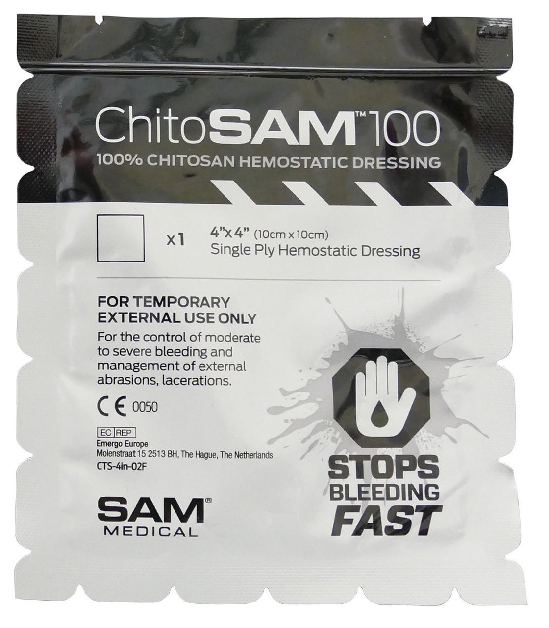 Sam Medical Haemostatic Blood Stopping Dressing Chito-SAM 100 10x10cm