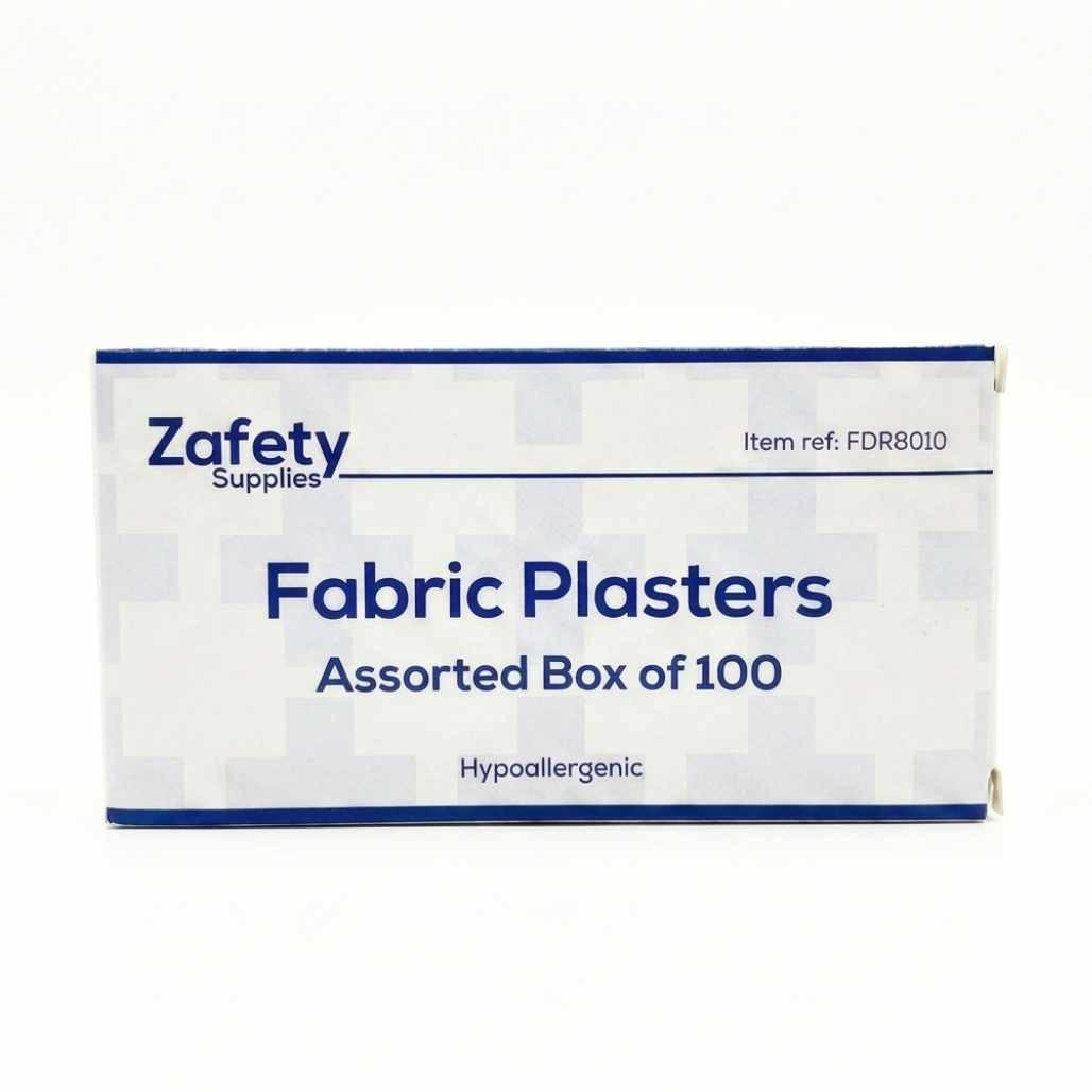 FDR8010P Fabric Plasters Assorted Box of 100 Hypoallergenic  Zafety Supplies 