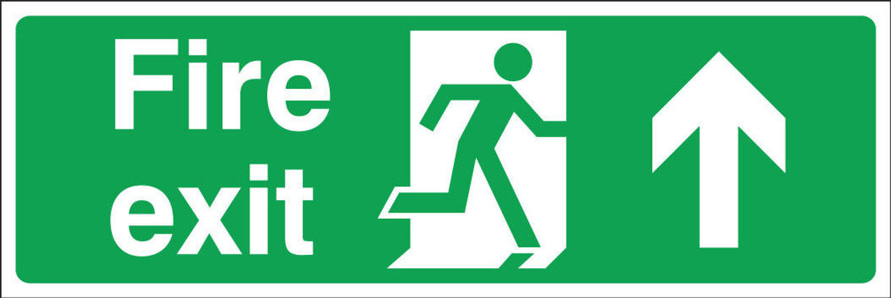 Zafety Fire Exit Up Sign Vinyl 30x10cm