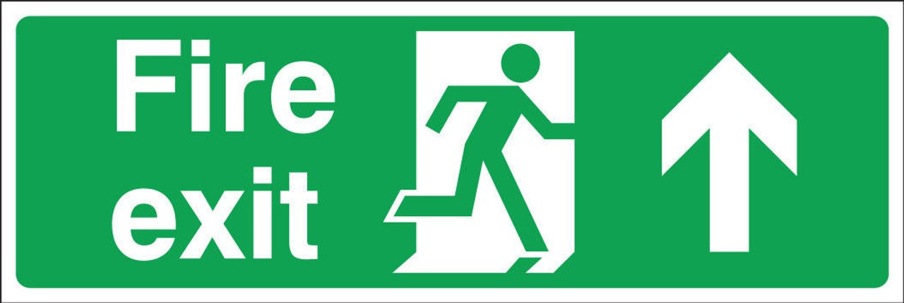 Zafety Fire Exit Up Sign Rigid 30x10cm