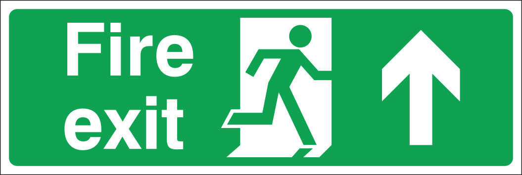 Zafety Fire Exit Up Sign Rigid 45x15cm