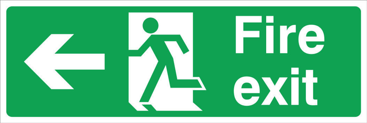 Zafety Fire Exit Left Sign Vinyl 30x10cm