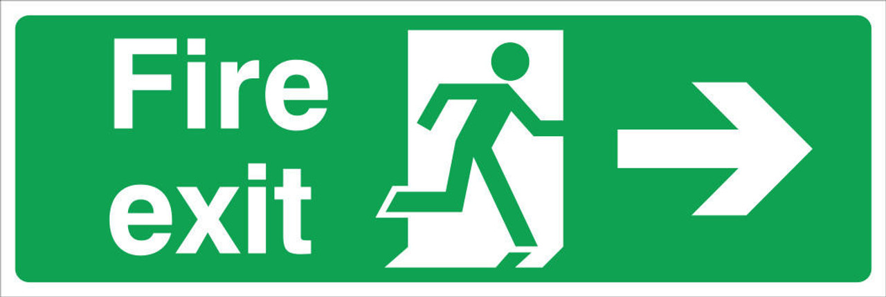 Zafety Fire Exit Right Sign Vinyl 45x15cm