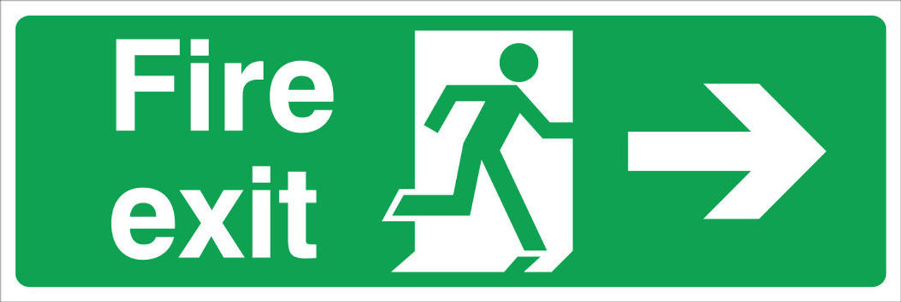 Zafety Fire Exit Right Sign Rigid 45x15cm