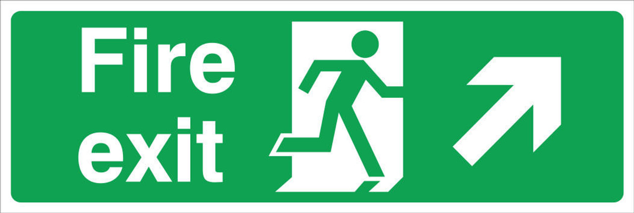 Zafety Fire Exit Right-Up Sign Vinyl 45x15cm