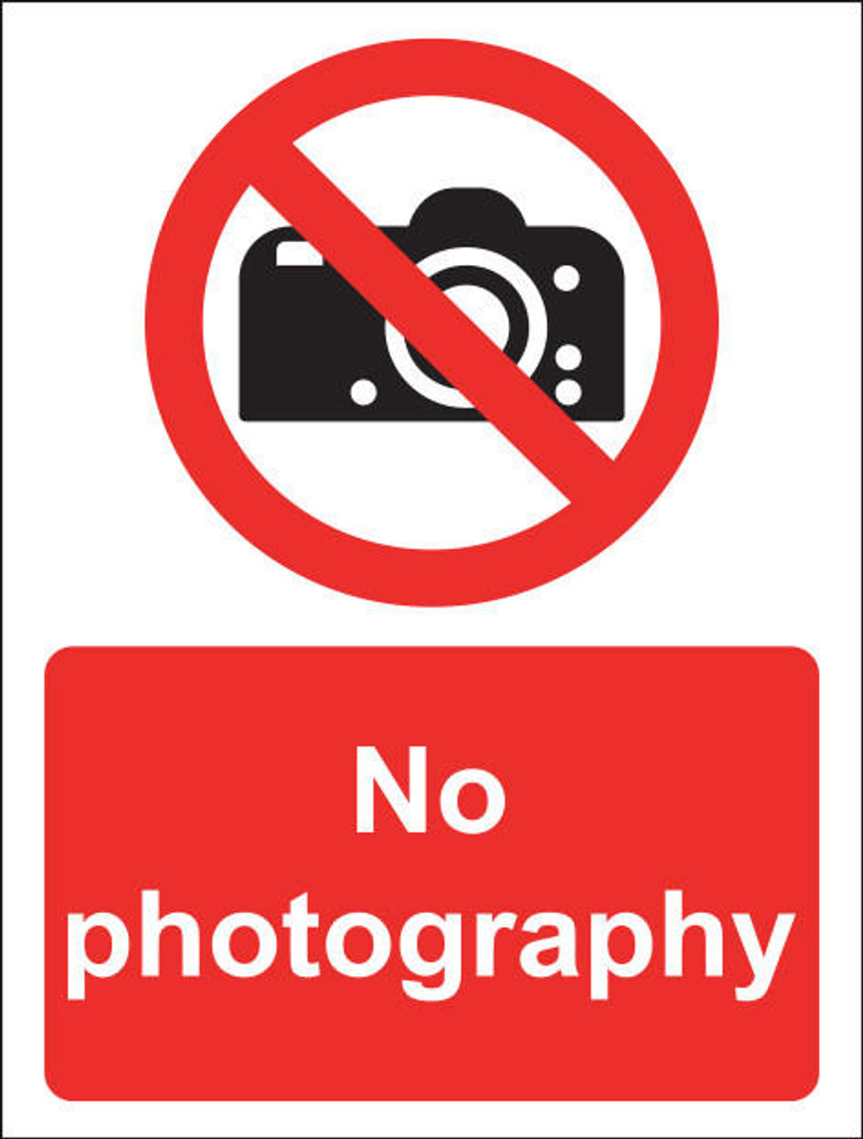 Zafety No Photography Sign Vinyl 15x20cm