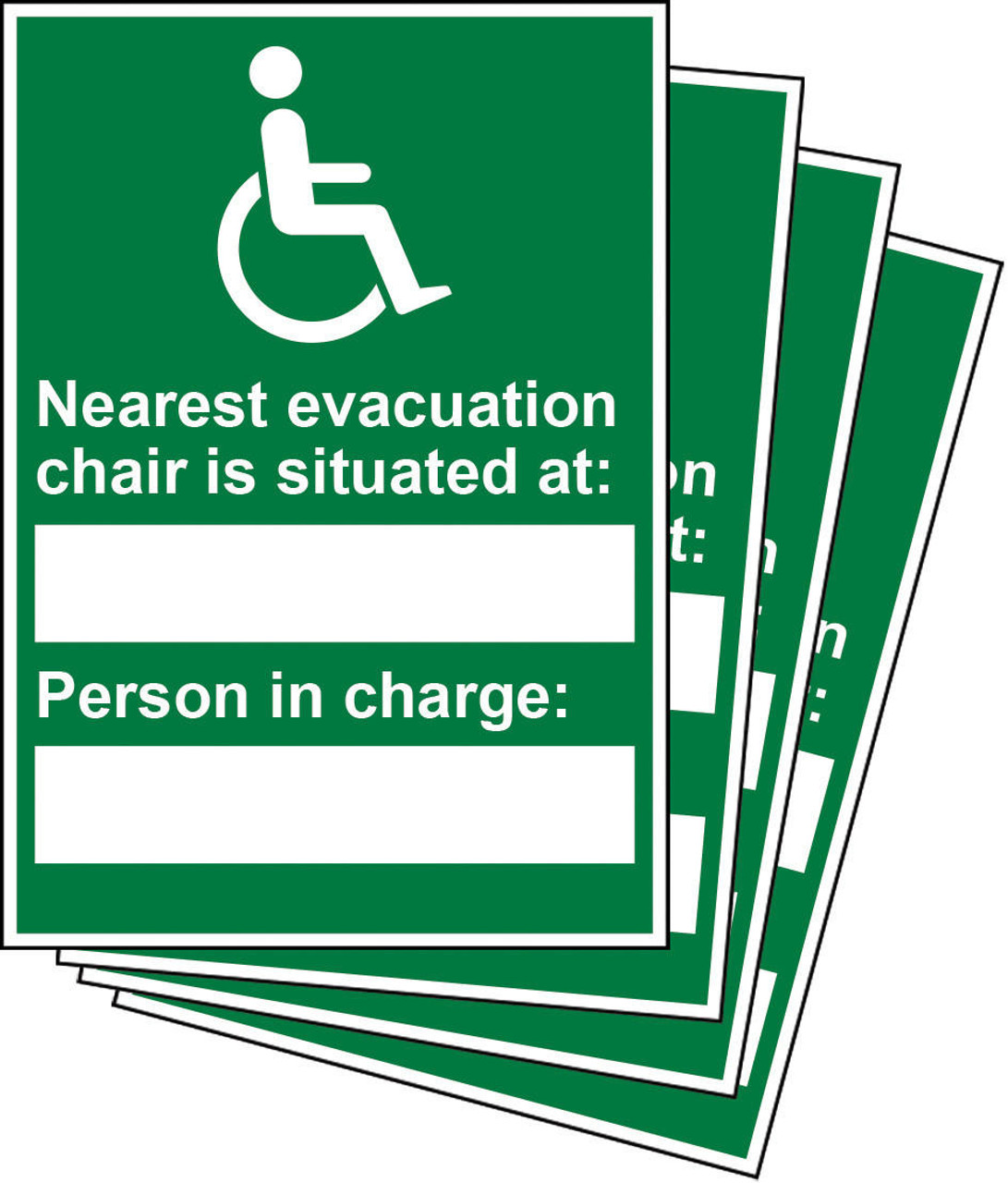 Zafety Nearest Evacuation Chair and Person in Charge Updateable Sign A5 With 4 Inserts