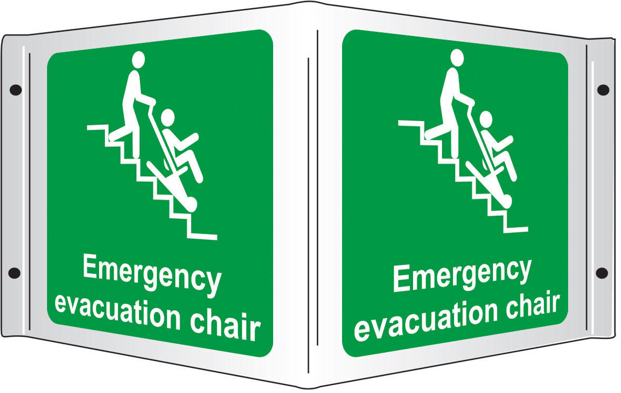 Zafety Emergency Evacuation Chair Rigid 3D Projecting Sign 43x20cm