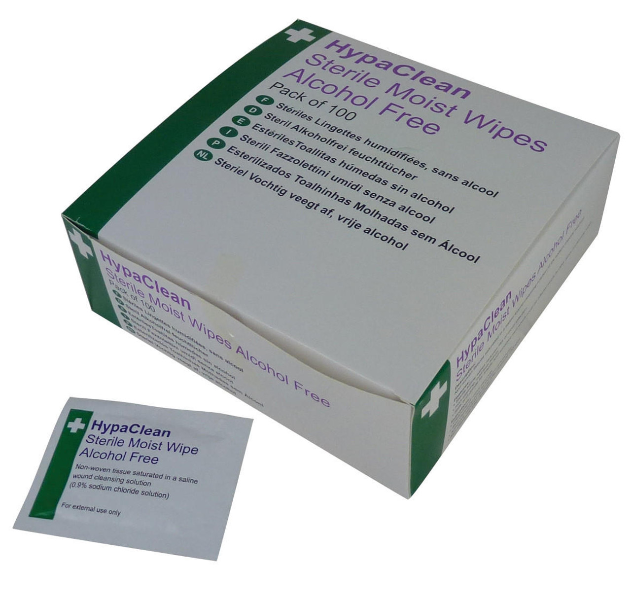 Zafety Sterile Moist Wound Cleansing Wipes Saline Box of 100