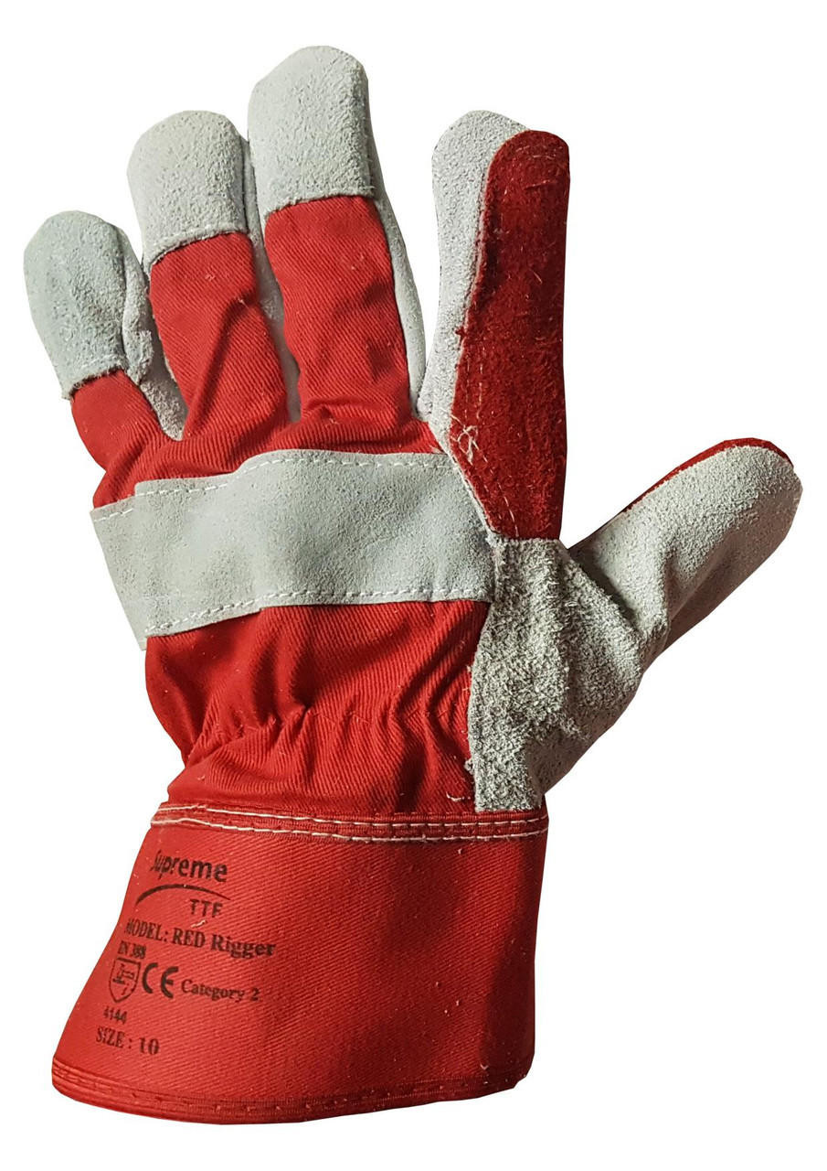 Rigger Gloves Double Palm Red One Size X Large 10