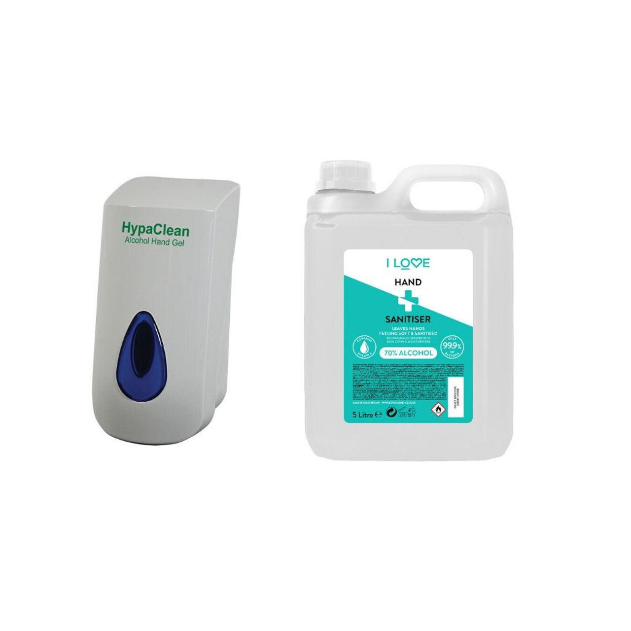 Zafety Alcohol Hand Gel Sanitiser Wall Mounted Dispenser and 5 litre refill