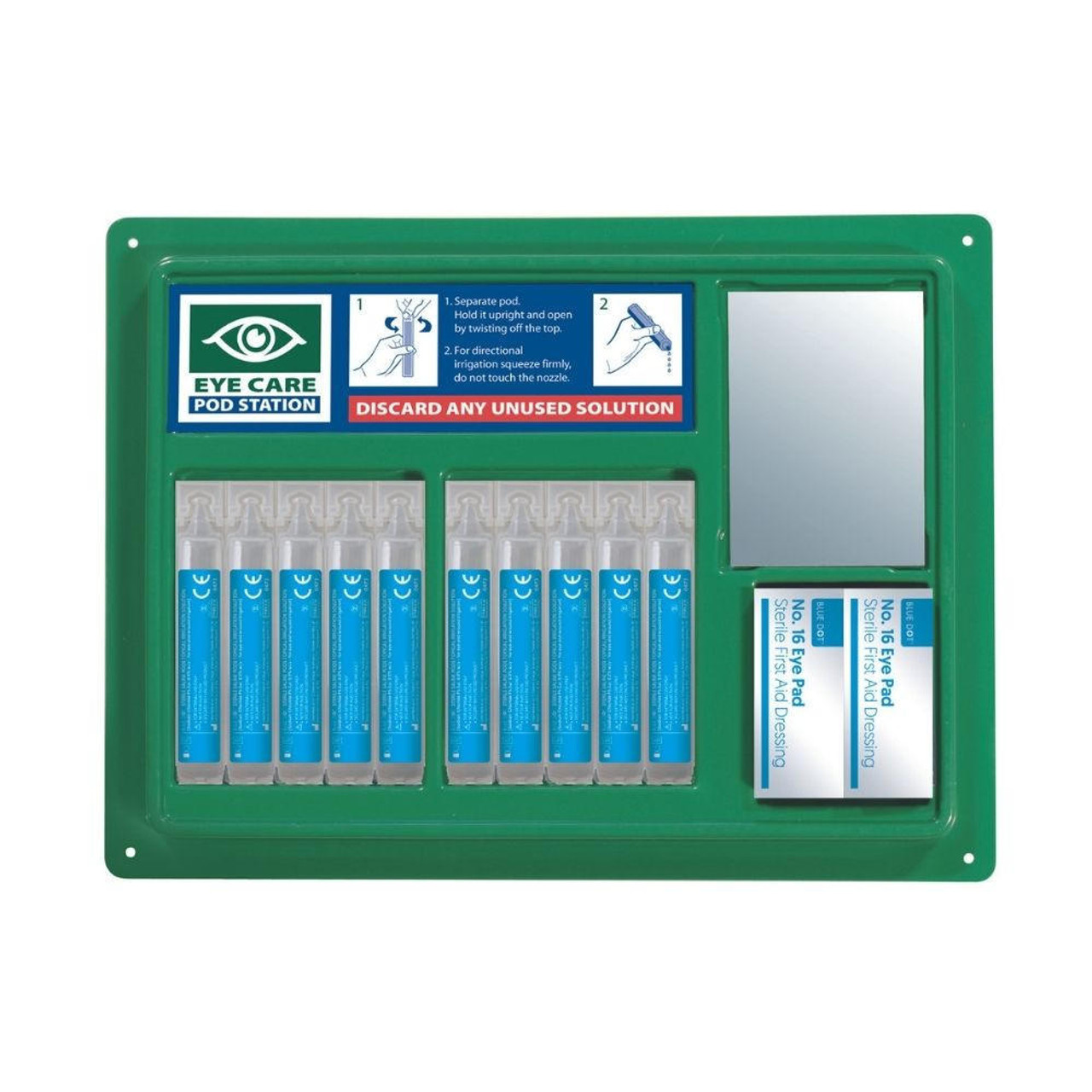 Eyewash Pod Station or Complete with 10x 20ml pods and 2 eye pads