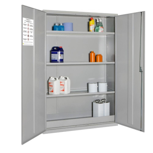 COSHH Hazardous Substance Storage Cabinet Grey 183cm H x 122cm W 3 Shelves