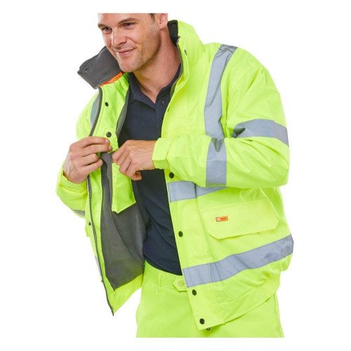 Hi Vis Bomber Jacket Fleece Lined Yellow Beeswift
