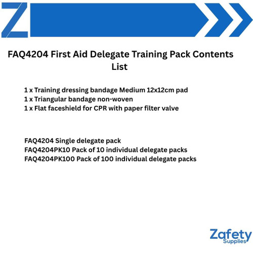 FAQ4204 First Aid Delegate Training Pack Ideal for Individual Students Contents List  Zafety Supplies