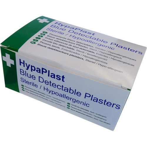 HypaPlast Catering Plasters Knuckle Shape Box of 100 Hypoallergenic Metal Detectable