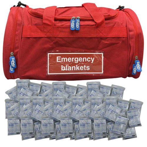 FAQ2008 100 Foil Blankets in Emergency Kit Bag with Shoulder Strap   FAQ2008