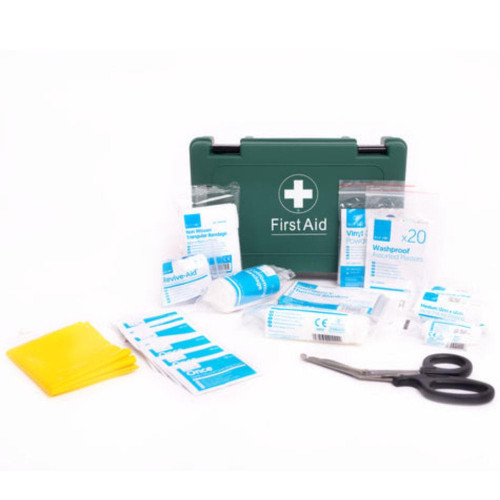 Zafety First Aid Kit for Cars Vans and Trucks in Green Box HSE Compliant  Zafety First Aid Kit for Cars Vans and Trucks in Green Box HSE Compliant
