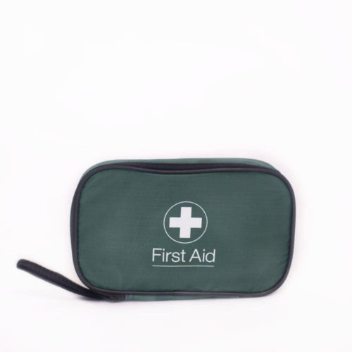 FAK2076 Personal Issue First Aid Kit In Green Zip Bag British Standard BS 8599-1  closed