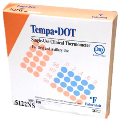 FMQ-5322-PK100 3M Tempa Dot Single Use Clinical Thermometer Disposable Pack of 100    FMQ-5322-PK100 3M Tempa Dot Single Use Clinical Thermometer Disposable Pack of 100