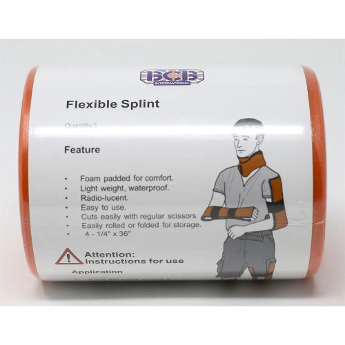 FAQ4597 Flexible Foam Emergency Splint Rolled 90cm Orange   