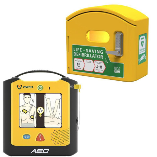 FAQ3699 Vivest Power Beat X1 AED Defibrillator with Heated Outdoor AED Cabinet Digicode Lock    FAQ3699 Vivest Power Beat X1 AED Defibrillator with Heated Outdoor AED Cabinet Digicode Lock