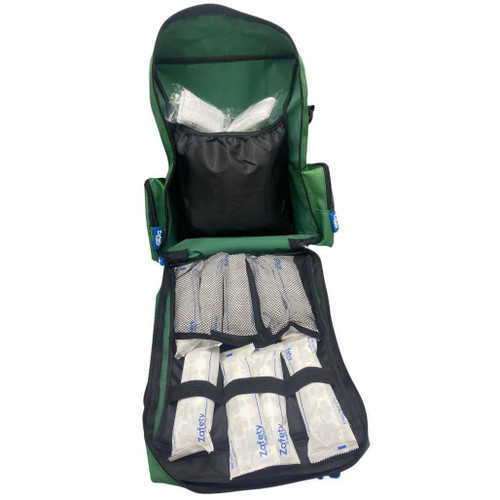 FAK5142GRN First Aid and AED Defibrillator Kit in GREEN Backpack Vivest  Zafety Supplies 