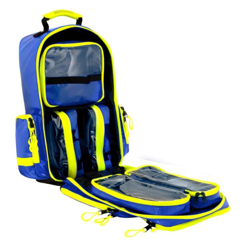 FAK5008BLU Aerocase Pro Emergency Medical Backpack BLUE Large 44 Litre Wipe Clean PVC Empty open side