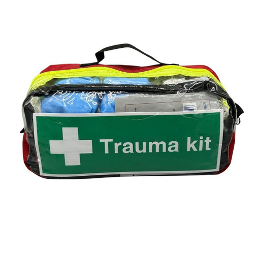 FAK2601 Trauma First Aid Kit in Clear Front Red Pouch  Zafety Supplies FAK2601