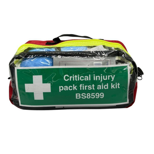 FAK2602 Critical Injury Pack First Aid Kit in Clear Front Red Pouch  Zafety Supplies FK2602