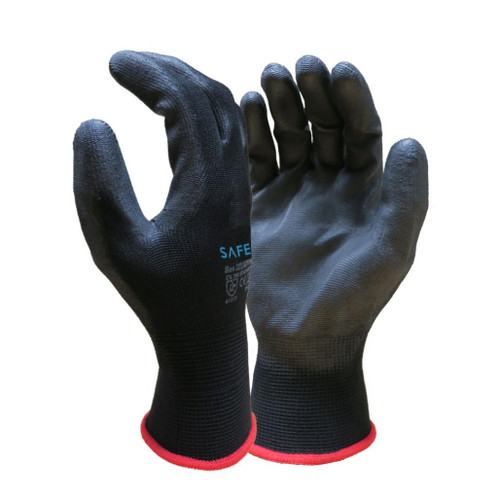 GLG1025 Work Gloves with PU Palm for Grip Black