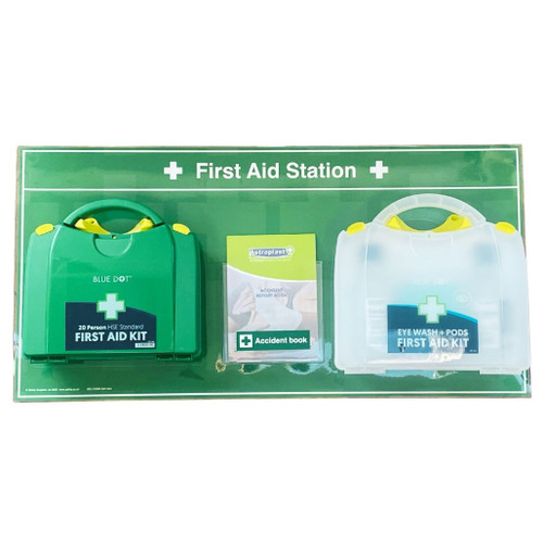 FAK4100 First aid and Eye Wash Station 1 to 20 People HSE with Accident Book Holder  Zafety Supplies FAK4100