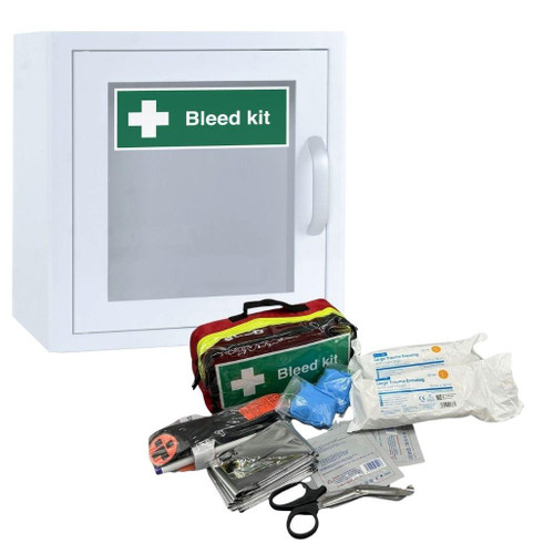 FAQ7100P Bleed Kit Cabinet Indoor Unlocked with Alarm White  Zafety Supplies 