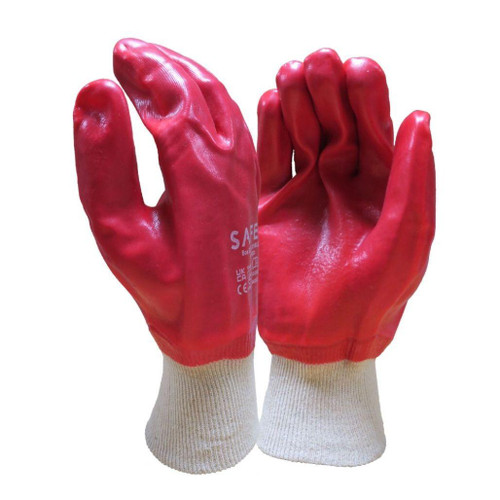 GLG1042 PVC Work Gloves Oil and Water Resistant Fully Coated Red  Safe-T Supplies 