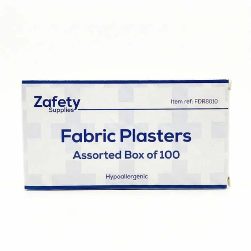 FDR8010P Fabric Plasters Assorted Box of 100 Hypoallergenic  Zafety Supplies 