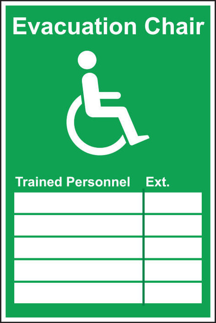 Zafety Evacuation Chair Trained Personnel Sign Rigid 20x30cm Zafety Evacuation Chair Trained Personnel Sign Rigid 20x30cm