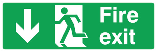Zafety Fire Exit Down Sign Rigid 30x10cm