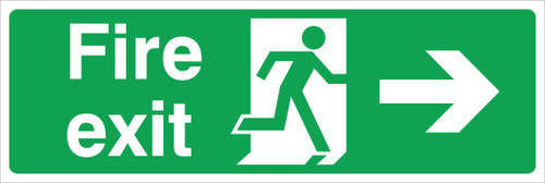 Zafety Fire Exit Right Sign Vinyl 30x10cm