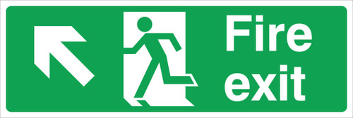 Zafety Fire Exit Left-Up Sign Rigid 45x15cm