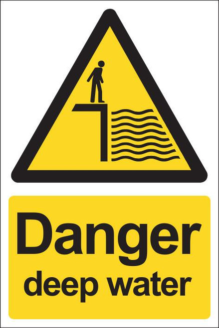 SSN7101R Danger Deep Water Sign Rigid 20x30cm  Zafety 