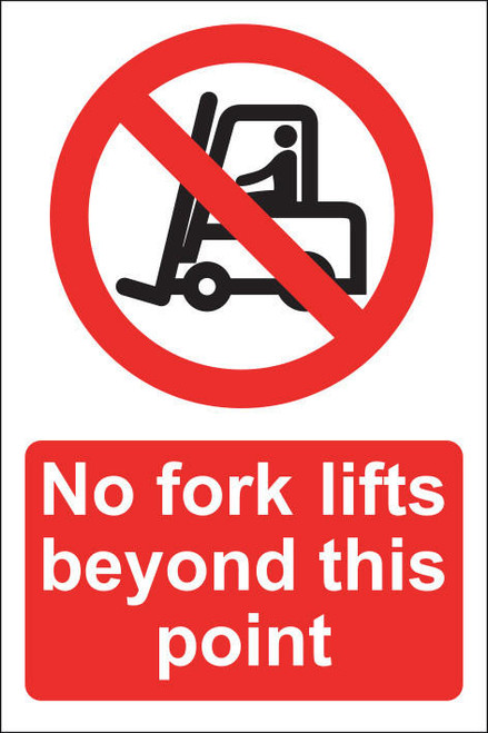 Zafety No Fork Lift Trucks Beyond This Point Sign Rigid 20x30cm